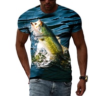 Street Trendy Short-Sleeved T-Shirt Fishing 3D Digital Printing T-Shirt Source HF11.26