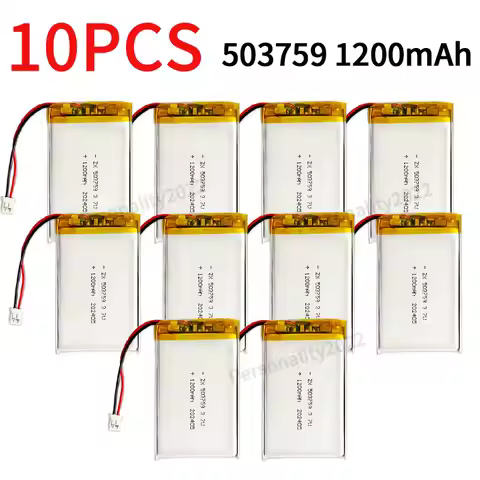 10PCS 503759 Battery 3.7V 1200mAh Lipo 053759 504060 Polymer Lithium Batteries PH 2.0mm 2pin for GPS