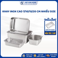 High Quality Viet Kim Stainless Steel Tray 7/10/15/20 cm Deep With Plastic/Stainless Steel Lid - Foo