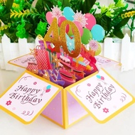 Pop Up Birthday Greeting Card 16 18 20 40 50 60 Number Figure 3D Greeting Cards For Birthday Wedding Greeting Cards