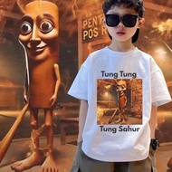 เด็กใหม่แฟชั่นพิมพ์เสื้อยืด เสื้อ Tung Tung Tung Sahur T-shirt เสื้อยืดตลกๆ ผ้าCotton ใส่ได้ ทั้ง ชา