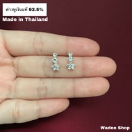 92.5% Sterling Silver Hoop Earrings. Star Earrings cz Diamond.