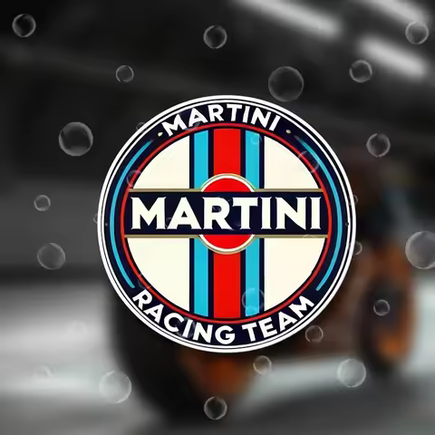 Martini Racing Team Logo Matte Vinyl Sticker, Blue Red Stripes Decal for Car Motorcycle Helmet Decor