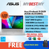 Asus Vivobook 15 OLED K513E-AL13125WS i3-1125G4/ 4GB Ram/ 512GB SSD/ UHD graphics/ 15.6" OLED/ Office/ W11