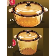 Menang Glassware Are Ikan Apiware 2+2pcs Vitro Amber Casserole Set (2.5L + 3.5L)