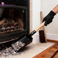 [Menolana] Ash Dustpan and Brush Set Metal Fireplace Dustpan Indoor Outdoor with Gloves Rust Resista