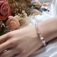 人緣桃花 草莓晶 海藍寶 粉晶 月光石 天然水晶手鏈