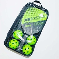 Raket Pickleball Paddle Set Bola Pickleball 40 Lubang Ball Racquet With Balls Sports Accessory