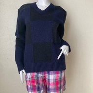 MARC JACOBS Sweater Wool knit Navy x Black Size L Made in Italy