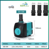 SLEN EBANG 3000L EB 308 Aquarium Submersible Water Pump Mini Fountain Pump for Fish Tank Pond Water 
