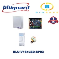 BLUGUARD V16+ LED KEYPAD 8+1 ZONE WIRED ALARM SYSTEM PACKAGE - BLU-V16+LED-SP03