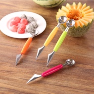 Double-headed stainless steel fruit scooper with wavy carving Watermelon fruit platter scoop Multi-f