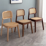 Cafe Chair Rattan Designer Dining Table Karman Solid Wood Back Chair Nordic Dining Chair Rattan Chai