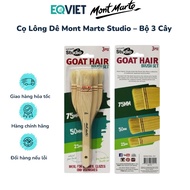 Mont Marte Studio Goat Hair Brush Set, Brush Set for Brushing Gesso, Varnish, Paint - Genuine Import