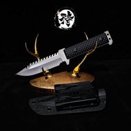 มีดเดินป่า FBIQQ ของแท้ไม่ยิงโลโก้เหล็ก 420 พื้นผิวชุบไทเทเนียมความแข็ง 55-59HRCด้ามจับ G1