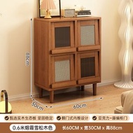 書櫃客廳收納櫃家用矮櫃儲物櫃靠牆落地置物櫃復古藤編組合格子櫃