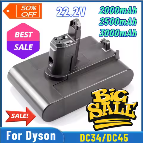 2000/2500/3000mAh for Dyson DC34 DC45 Battery 22.2V Vacuum Cleaner Replacement Battery