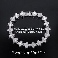 Zakol Hip Hop 4 Lá Hoa Bóng Dây Chuyền Vòng Tay Vòng Cổ 20/50CM Đá Ra Đá Punk Bộ Trang Sức Dành Cho