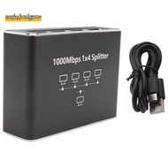 Gigabit Network Splitter 1-To-4 Network Cable Splitter RJ45 Network Port Ethernet Splitter Suitable 