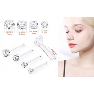 Nose Pin Decorated With Gold Gems 9K White Swiss Cz Diamond High Quality