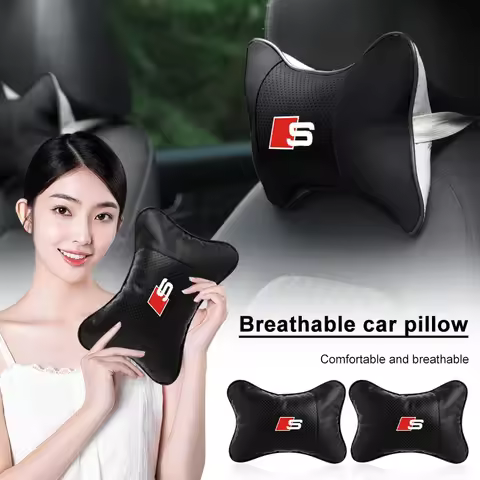 Car Seat Headrest Auto Logo EmblemsNeck Pillow Car Styling For Audi A4 A3 A5 A6 A7 A8 Q3 Q5 Q7 Q8 B5
