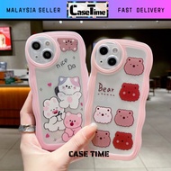 Oppo A74 A94 A95 Reno 5F fon sarung transparent wave edge brown bear rabbit soft case casing cover c