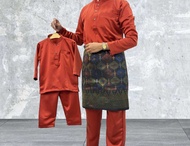 Baju Malayu Oren Brick kids size 1y-12Y