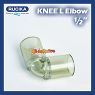 Knee Keni 1/2" INCH Transparan / Putih untuk pipa DF ½" akuarium kolam Rucika Aqualon