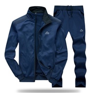 Men 2 Pieces Set Sportswear Tracksuit Jacket+Sweatpants Sweatsuit Set Male Casual Zipper Autumn Flee