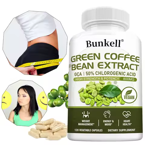 Green Coffee Bean Extract Capsules, Antioxidant, Support Metabolism & Daily Energy, Digestive & Card