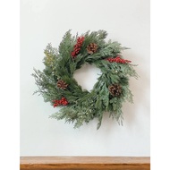 Premium Artificial Evergreen Forest Christmas Xmas Faux Wreath Garland Home Party Holiday Door Hangi