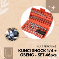 Shock Wrench Set 1/ 4 Sockets + Socket Screwdriver Set 46 Pcs Tool Set Socket Wrench