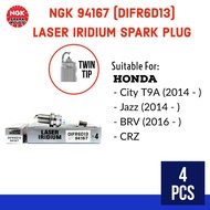 【100% ORIGINAL】NGK 94167 (DIFR6D13) TWIN TIP LASER IRIDIUM PALAM PENCUCUH –H ONDA CITY T9A / JAZZ / 