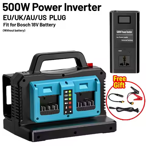 Multifunction Power Inverter AC120/220V for Bosch 18 V Battery 500W with USB DC cigarette lighter ou