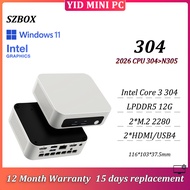 2026 MINI PC Intel Core 3 304 LPDDR5 12G 2*M.2 NVME 2*HDMI USB4 Better than N305/N100 1 Year Warrant