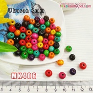 MK406 Mote / Manik Kayu Bulat uk 8mm (1 Bks isi 36 warna campur)