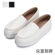 Fufa Shoes [Fufa Brand] Simple Plain Thick-Soled Lazy Flat Black White Casual Loafers