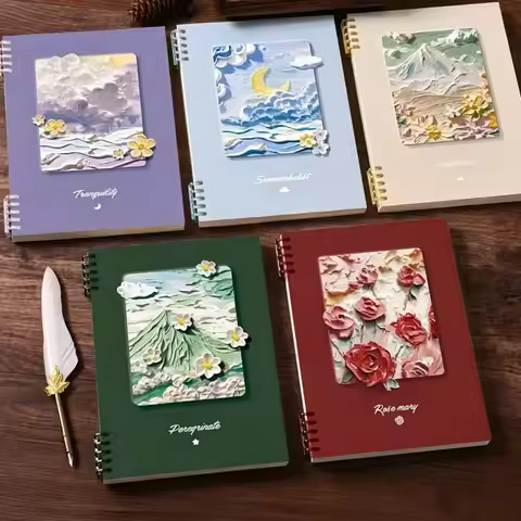 Retro Oil Painting Loose-leaf A5 Notebook Good-looking Don't Hurt Hands Diary Student Office Coil No