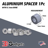 Aluminium Spacer 5.1mm Bore for 3D Printer (Ready Stock)