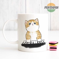 Cute Cat Play Piano Mug
