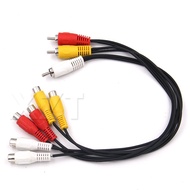 3 RCA Male To 6 RCA Female Plug Splier 3RCA Adapter Cable Audio TV DVD Video Adapter AV Cable RCA split cable male to 2
