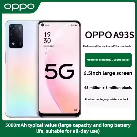 OPPO A93s Unlocked 5G Mobile Phone Dimensity 810 48MP AI Camera 5000mAh Battery 33W Fast Charge Andr