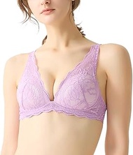JB6035H Women's Tuche Wireless Bra, Fluffy, Lace Bra, Purple, purple, 30D