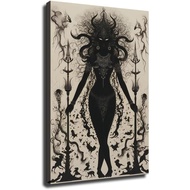 Kali Goddess Trident Black Sketch Ethnic (Unframed,08x12 inch)