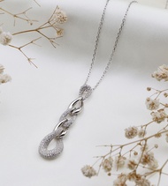 Mira Silver CZ love oval design necklace  Fashion cubic zirconia necklace  silver necklace  สร้อยคอเ