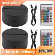 2 Pack 3D Night LED Light Lamp Base + Remote Control + USB Cable, 16 Colors Light Show Display Stand