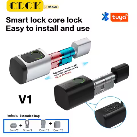 CDOK V1 Tuya lock cylinder smart lock, upgraded version of fingerprint password integrated, easy to 