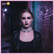 UVIGM> Retro Goth Girl Punk Bracelet Faux Leather Studded Spike Ro Style Adjustable Bangle for Daily