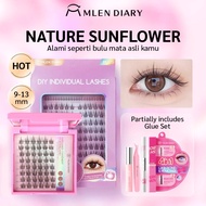 Mlen Diary C-Curl Natural False Eyelashes 120 Pcs/9-13mm Set Soft DIY 3D Sunflower Lashes