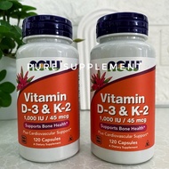 NOW Vitamin D3 & K2 1000IU / 45mcg 120 Capsules